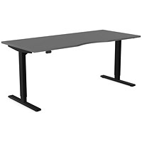 Zoom Sit-Stand Desk with Double Purpose Scallop, Black Leg, 1800mm, Graphite Top