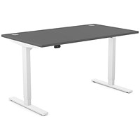 Zoom Sit-Stand Desk with Portals, White Leg, 1400mm, Graphite Top