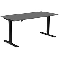 Zoom Sit-Stand Desk with Portals, Black Leg, 1600mm, Graphite Top