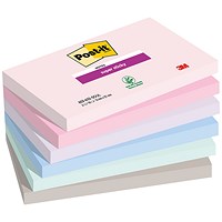 Post-it Super Sticky Notes, 76 x 127mm, Soulful, Pack of 6 x 90 Notes