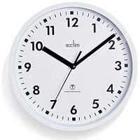 Acctim Nardo Radio Controlled Wall Clock, 200mm, White