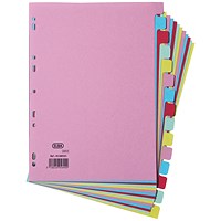 Elba Recycled Subject Dividers, 15-Part, Blank Multicolour Tabs, A4, Multicolour