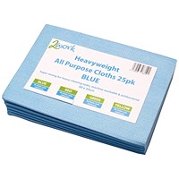 2Work Heavyweight All Purpose Cloth 500x350mm Blue (Pack of 25) CNT01319