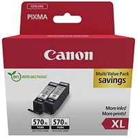 Canon PGI-570XL Inkjet Cartridges High Yield Twin Pack Black 0318C010