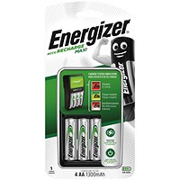 Energizer Rechargable Battery Charger, Comes with 4 x AA Rechargeable Batteries