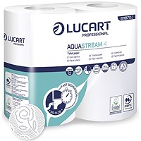 Lucart Aquastream 4 Conventional Toilet Rolls, Pack of 56