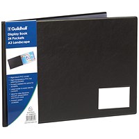Guildhall A3 Display Book, Landscape, 24 Pockets, Black