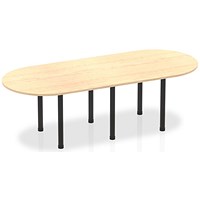 Impulse Boardroom Table, 2400mm, Maple, Black Post Leg