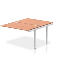 Impulse 2 Person Bench Desk Extension, Back to Back, 2 x 1200mm (800mm Deep), Silver Frame, Beech