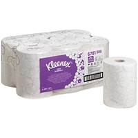 Kleenex Ultra 2-Ply Slimroll Hand Towel Roll, 100m, White, Pack of 6