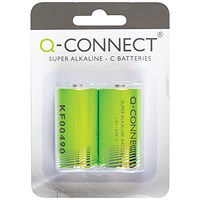 Q-Connect C Alkaline Batteries, Pack of 2
