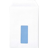 Q-Connect C5 Envelopes, Window, Peal and Seal, 100gsm, White, Pack of 500