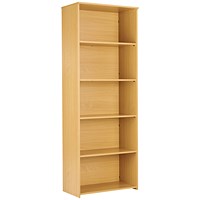 Serrion Premium Extra Tall Bookcase, 4 Shelves, 2000mm High, Oak