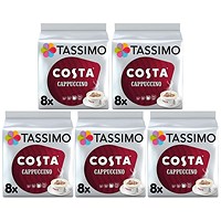Tassimo Costa Cappuccino Coffee Pods, 16 Capsules, Pack of 5