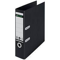Leitz Recycled A4 Lever Arch Files, 80mm Spine, Black, Pack of 10