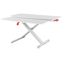 Leitz Ergo Cosy Tabletop Sit Stand Workstation with Sliding Tray, Adjustable Height, White