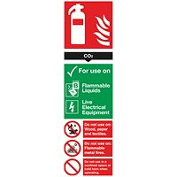 Safety Sign Carbon Dioxide Fire Extinguisher, 300x100mm, PVC