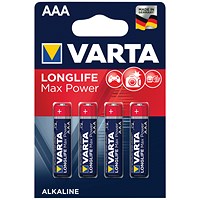 Varta Longlife Max Power AAA Alkaline Batteries, Pack of 4