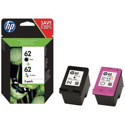 HP 62 Black/Tri-Colour Ink Cartridges (2 Cartridges)