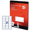 5 Star Addressing Labels Laser 21 per Sheet 63.5x38.1mm White [2100 Labels]