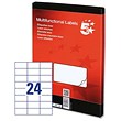 5 Star Addressing Labels Laser 24 per Sheet 64x34mm White [2400 Labels]