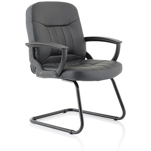 Image of Trexus County Visitor Chair Leather Cantilever Back H620mm Seat W520xD480xH460mm Black