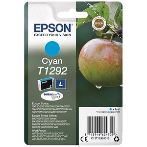 Image of Epson T1292 Inkjet Cartridge DURABrite Apple L Capacity 7ml Cyan Ref C13T12924011