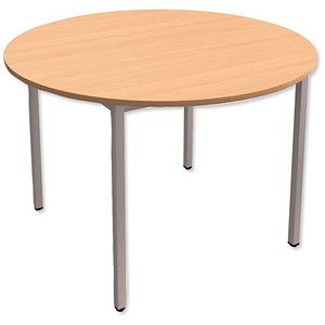 Image of Trexus Circular Table with Silver Legs 18mm Top Dia1100xH725mm Beech