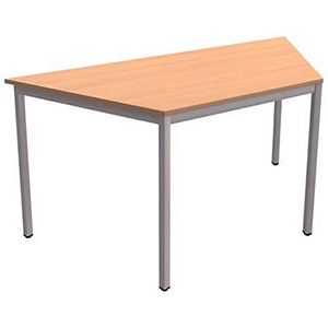 Image of Trexus Trapezoidal Table with Silver Legs 18mm Top W1500xD650xH725mm Beech