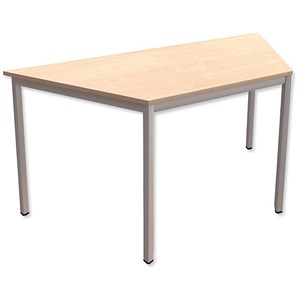 Image of Trexus Trapezoidal Table with Silver Legs 18mm Top W1500xD650xH725mm Maple