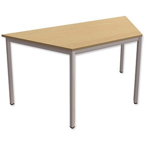 Image of Trexus Trapezoidal Table with Silver Legs 18mm Top W1500xD650xH725mm Oak