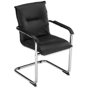 Image of Trexus Annapolis Cantilever Visitors Chair Leather Back H420mm Seat W465xD430xH475mm Black