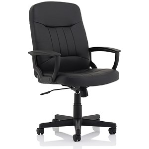 Image of Trexus High Back Manager Armchair W520xD480xH420-530mm Backrest H620mm Leather Black