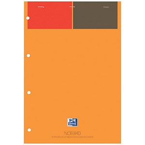 Image of Oxford International Notepad Narrow Ruled Perforated 160pp A4+ Orange/Grey Ref 100102359 [Pack 5]