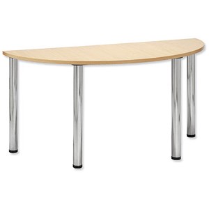 Image of Trexus Conference Table Semicircular Silver Round Legs W1500xD750xH735mm Maple