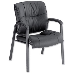 Image of Sonix Camden Visitors Chair H500mm W520xD540xH460mm Leather Black