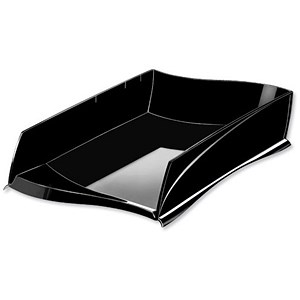 Image of CEP Isis Letter Tray Stackable or to Stagger Robust Elegant Moulded Polystyrene Black Ref 2111816