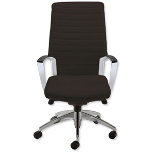 Image of Adroit Zip Executive Armchair Back H640mm W500xD510xH440-540mm Leather Black Ref AccordBKL