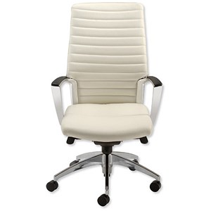 Image of Adroit Zip Executive Armchair Back H640mm W500xD510xH440-540mm Leather White Ref AccordWL