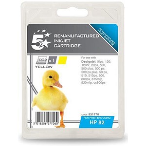 Image of 5 Star Compatible Inkjet Cartridge Yellow [HP No. 82 C4913A Alternative]