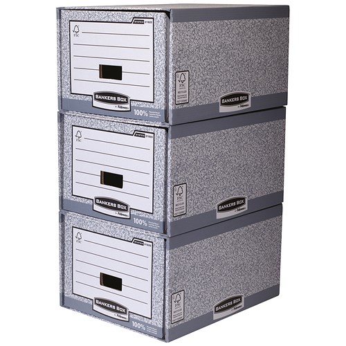 Bankers Box by Fellowes System Storage Drawer Stackable Grey/White [Pack 5]