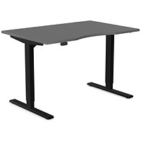 Zoom Sit-Stand Desk with Double Purpose Scallop, Black Leg, 1200mm, Graphite Top
