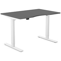 Zoom Sit-Stand Desk with Double Purpose Scallop, White Leg, 1200mm, Graphite Top