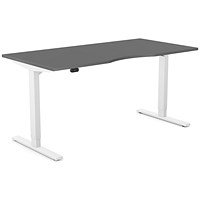 Zoom Sit-Stand Desk with Double Purpose Scallop, White Leg, 1600mm, Graphite Top
