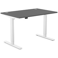 Zoom Sit-Stand Desk with Portals, White Leg, 1200mm, Graphite Top