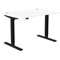 Zoom Sit-Stand Desk with Portals, Black Leg, 1200mm, White Top