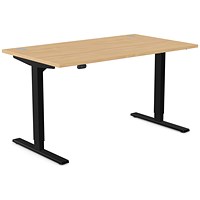 Zoom Sit-Stand Desk with Portals, Black Leg, 1400mm, Beech Top