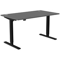 Zoom Sit-Stand Desk with Portals, Black Leg, 1400mm, Graphite Top