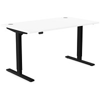 Zoom Sit-Stand Desk with Portals, Black Leg, 1400mm, White Top