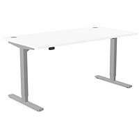 Zoom Sit-Stand Desk with Portals, Silver Leg, 1600mm, White Top